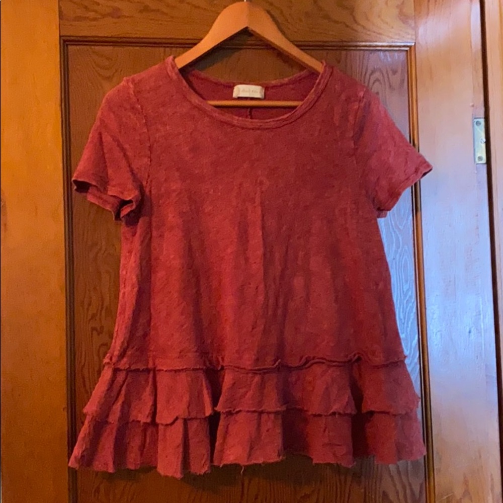 Altair’d State Ruffled Short Sleeve Shirt, Sz L